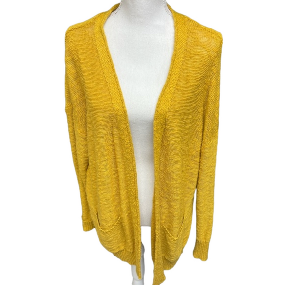 TAHARI Woman’s Long Sleeve Knit Cardigan Mustard Yellow Size M. (s029) - Picture 2 of 6